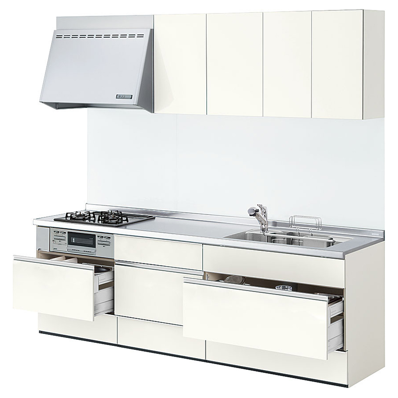 Lixil リクシル システムキッチン Alesta アレスタ 基本プラン 壁付i型 間口2550mm クリスタルホワイト