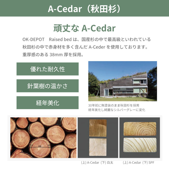 OK-DEPOT material レイズドベッド A-Cedar Raised bed 木製 秋田杉 オイル塗装 54色