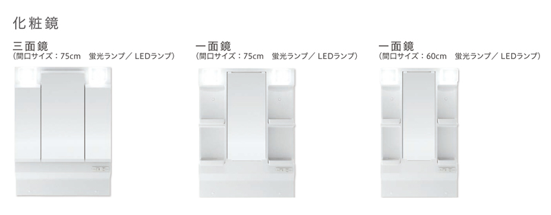 Housetec（ハウステック） 洗面化粧台 Housetec QVシリーズ 開き扉タイプ 三面鏡 間口750mm